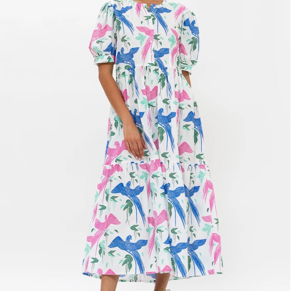 Colorful Bird Print Maxi Dress - Picture 2 of 4